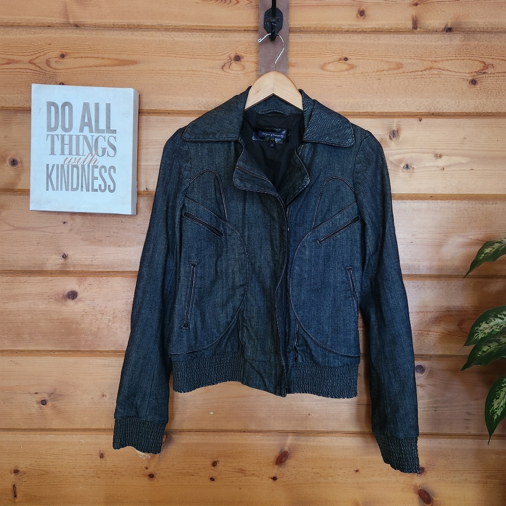 Citizen Of Humanity Jerome Dahan Denim Jean Moto Biker Jacket Coat Stretch Sz 10